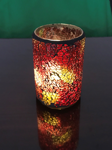 Red Crackle Cylinder Lamp 3x5 Inch